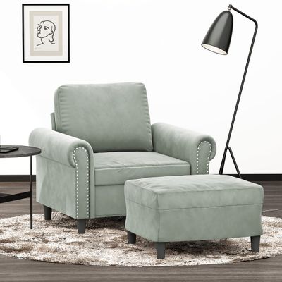 vidaXL Kreslo s podnožkou bledosivé 60 cm zamat