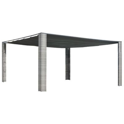 vidaXL Polyratanový altánok so strechou 400x400x200 cm sivo-antracitový