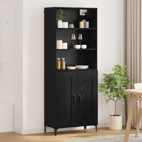 vidaXL Highboard 2 pcs Čierny dub Kompozitné drevo