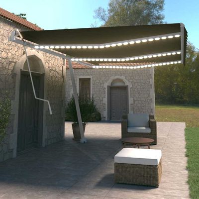 vidaXL Automatická markíza, LED a senzor vetra 600x350 cm, antracitová