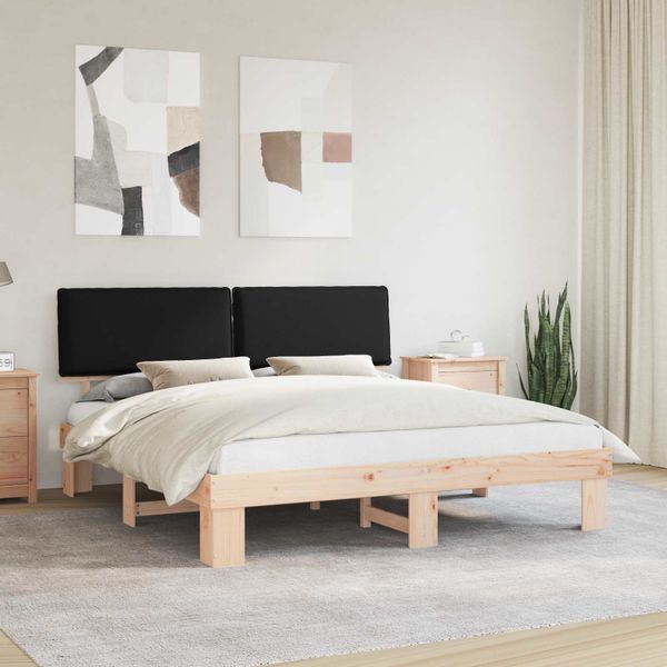 vidaXL Rám postele s čalúneným čelom Čierna 180 x 200 cm