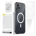 Puzdro na telefón Baseus Magnetic Crystal Clear pre iPhone 13 (priehľadné) s ochranným krytom displeja z celoplošného tvrdeného skla a čistiacou súpravou