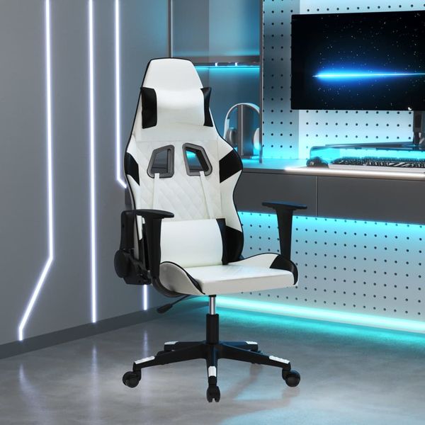 vidaXL Herná stolička biela a čierna umelá koža