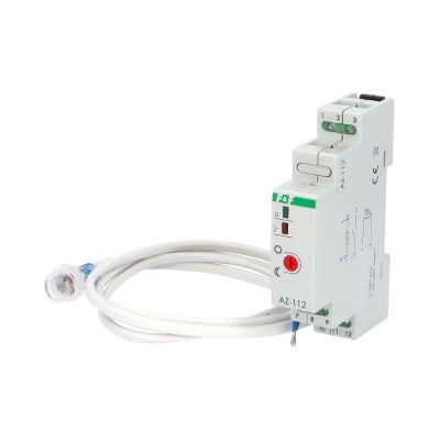 Spínač súmrakový F&F AZ-112, 2-1000 lux, 16 A, s vonkajším čidlom (16 mm), IP65, sivý, na DIN