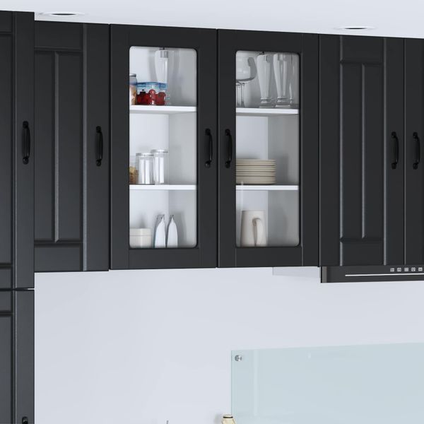 vidaXL Nástenný sklenený kabinet LUCCA 2 pcs Čierna 40 x 31 x 80 cm