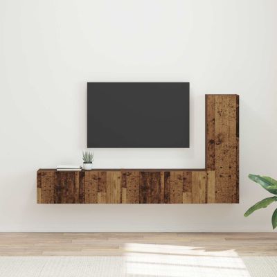 vidaXL Zostava TV skriniek Nástenný 3 pcs Staré drevo Kompozitné drevo
