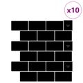 vidaXL Subway dlažba 10 ks Čierna 30 x 30 cm Polyuretán a PET