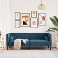 vidaXL 3-miestna pohovka Chesterfield s opierkami modrá zamat