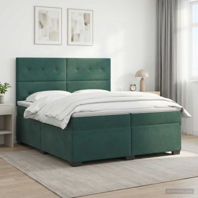 vidaXL Posteľ boxspring s matracom Tmavozelená 200 x 200 cm Zamat