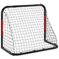vidaXL Futbalová bránka so sieťou červeno-čierna 90x48x71 cm oceľ