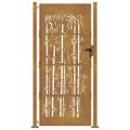 vidaXL Záhradná brána 100x200 cm, corten oceľ, bambusový dizajn