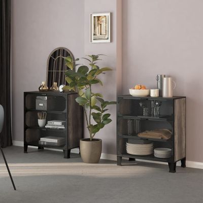 vidaXL Úložné skrinky 2 ks sivé 72x36x82 cm kov a MDF