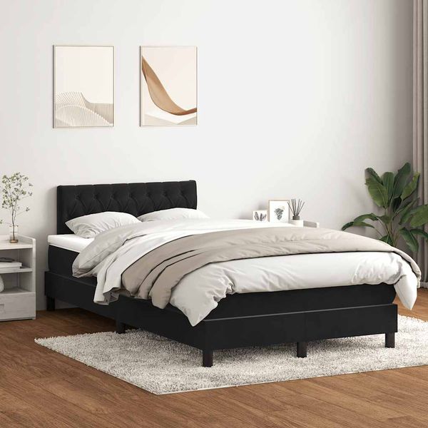 vidaXL Box Spring Posteľ s matracom Čierna 120x220 cm Zamat