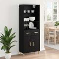 vidaXL Highboard Čierny dub 69,5 x 32,5 x 180 cm Kompozitné drevo