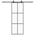 vidaXL Posuvné dvere s kovaním čierne 76x205 cm ESG sklo