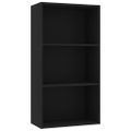 vidaXL Knižnica s 3 policami, čierna 60x30x114 cm, drevotrieska