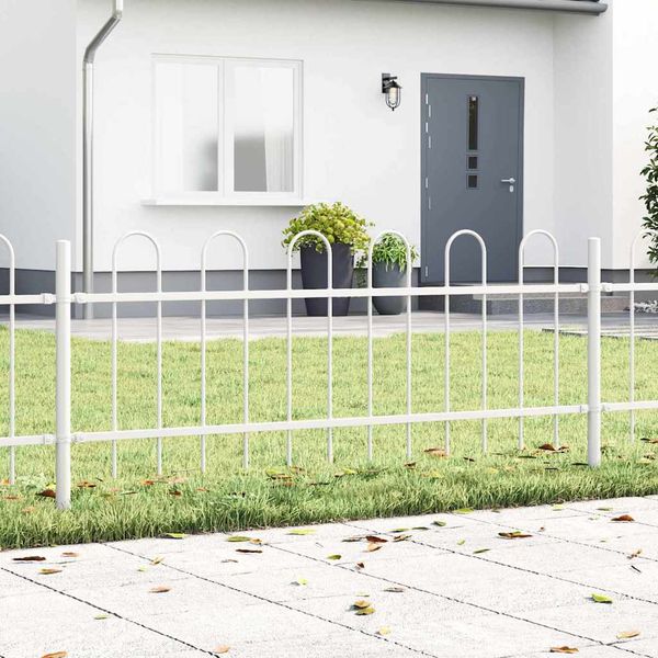 vidaXL Záhradný plot 6 pcs Biela 10,2 x 0,6 m Práškovaná oceľ