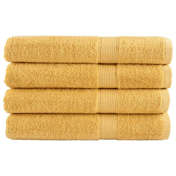vidaXL Prémiové uteráky SOLUND 4 ks zlaté 100x200 cm 600 g/m2