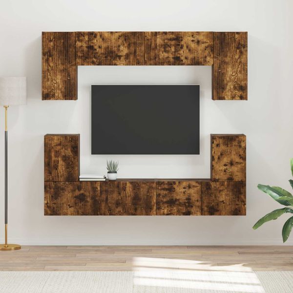 vidaXL Zostava TV skriniek Nástenný 5 pcs Dymová dub Kompozitné drevo
