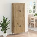 vidaXL Highboard Remeselný dub 69,5 x 34 x 180 cm Kompozitné drevo
