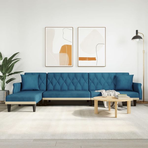 vidaXL Pohovka v tvare L modrá 271x140x70 cm zamat