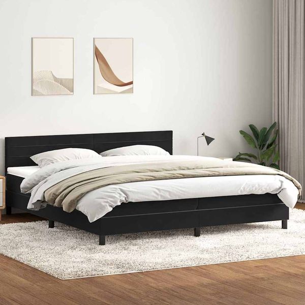 vidaXL Posteľný rám boxspring s matracom čierny 180x210 cm zamat