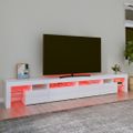 vidaXL TV skrinka s LED svetlami lesklá biela 260x36,5x40 cm