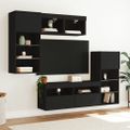 vidaXL 5-dielne TV nástenné skrinky s LED čierne kompozitné drevo