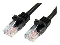 Patch kábel - RJ-45 (M) do RJ-45 (M) - 1 m - UTP - CAT 5e - prevedenie bez hrbolčekov - čierna