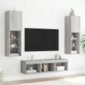 vidaXL 5-dielne TV nástenné skrinky s LED sivé sonoma kompozitné drevo