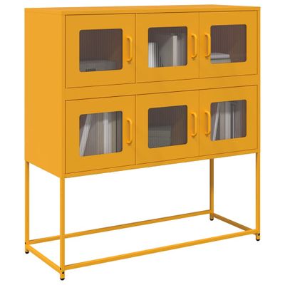 vidaXL Komoda horčicovožltá 100,5x39x107 cm oceľ valcovaná za studena