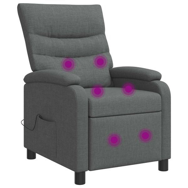 vidaXL Masážne relaxačné kreslo Tmavosivá Látka