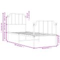 vidaXL Kovový rám postele s predným a zadným čelom biely 80x200 cm