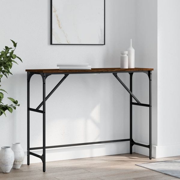 vidaXL Konzolový stolík hnedý dub 100x32x75 cm kompozitné drevo