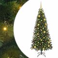 vidaXL Umelý vianočný stromček s 300 LED-i Zelená 180 cm PE a PVC