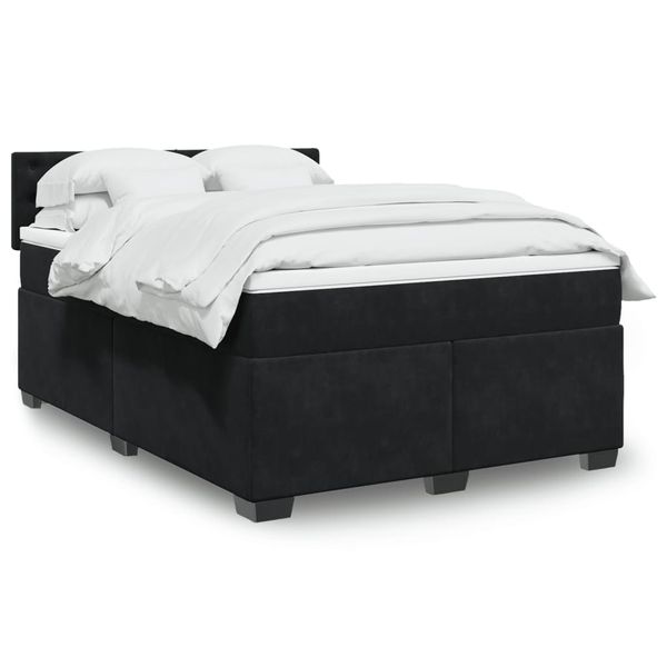 vidaXL Posteľný rám boxspring s matracom čierny 140x190 cm zamat