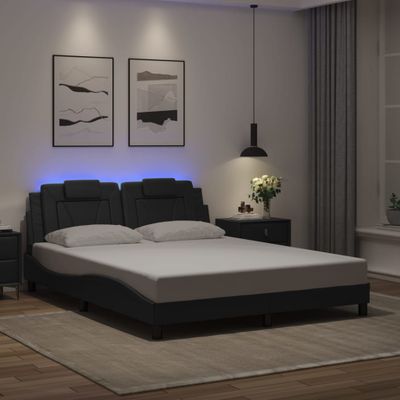 vidaXL Rám postele, Viana, s LED bez matraca, čierny 160x200 cm