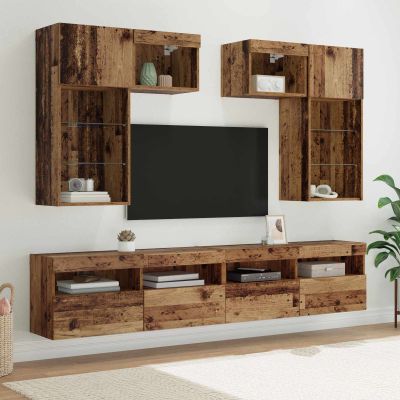 vidaXL TV nástenne jednotky Nástenný 6 pcs Čierny dub Kompozitné drevo