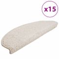 vidaXL Schodové rohože 15 ks 65x21x4 cm biele polkruhové veľké