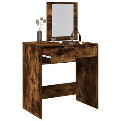 vidaXL Toaletný stolík so zrkadlom dymový dub 73x46,5x120 cm