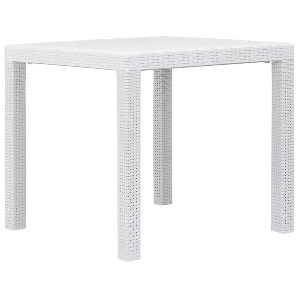 vidaXL Záhradný stôl biely 79x79x72 cm plastový s ratanovým vzhľadom