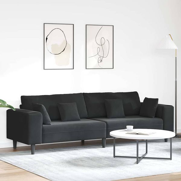 vidaXL Pohovka Čierna 250 x 77 x 76 cm Zamat