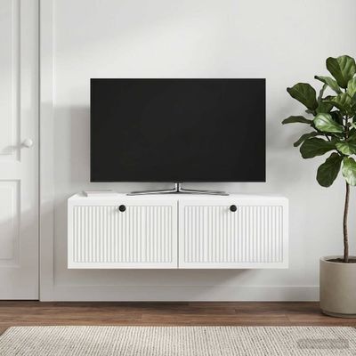 vidaXL Nástenná TV skrinka Biela 98 x 41 x 30 cm Kompozitné drevo