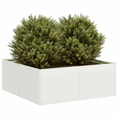 vidaXL Kvetináč biely 80x80x30 cm oceľ