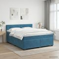 vidaXL Posteľ boxspring s matracom Tmavomodrá 140 x 190 cm Zamat