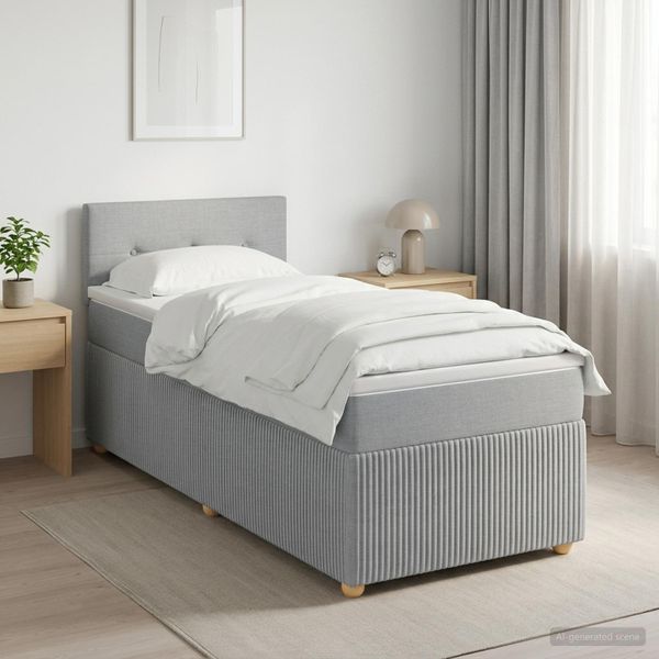 vidaXL Posteľ s boxspringom a matracom a LED Svetlosivá 90 x 190 cm