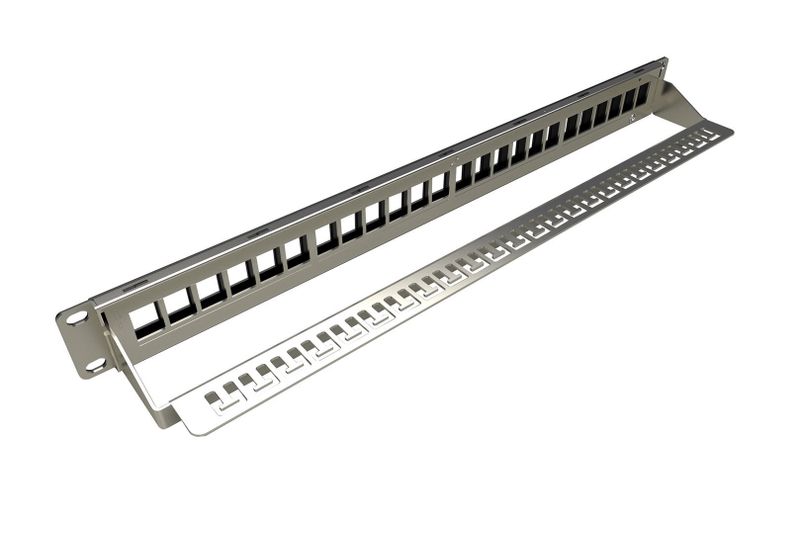 Solarix - modulárny nevybavený patch panel 24 portov, čierny 1U
