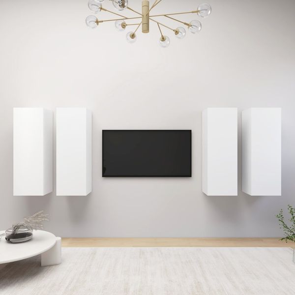 vidaXL TV skrinky 4 ks, biele 30,5x30x90 cm, kompozitné drevo