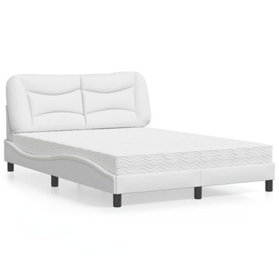 vidaXL Posteľ s matracom Hvar biela 140x190 cm umelá koža