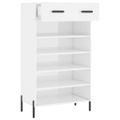 vidaXL Botník lesklý biely 60x35x105 cm spracované drevo